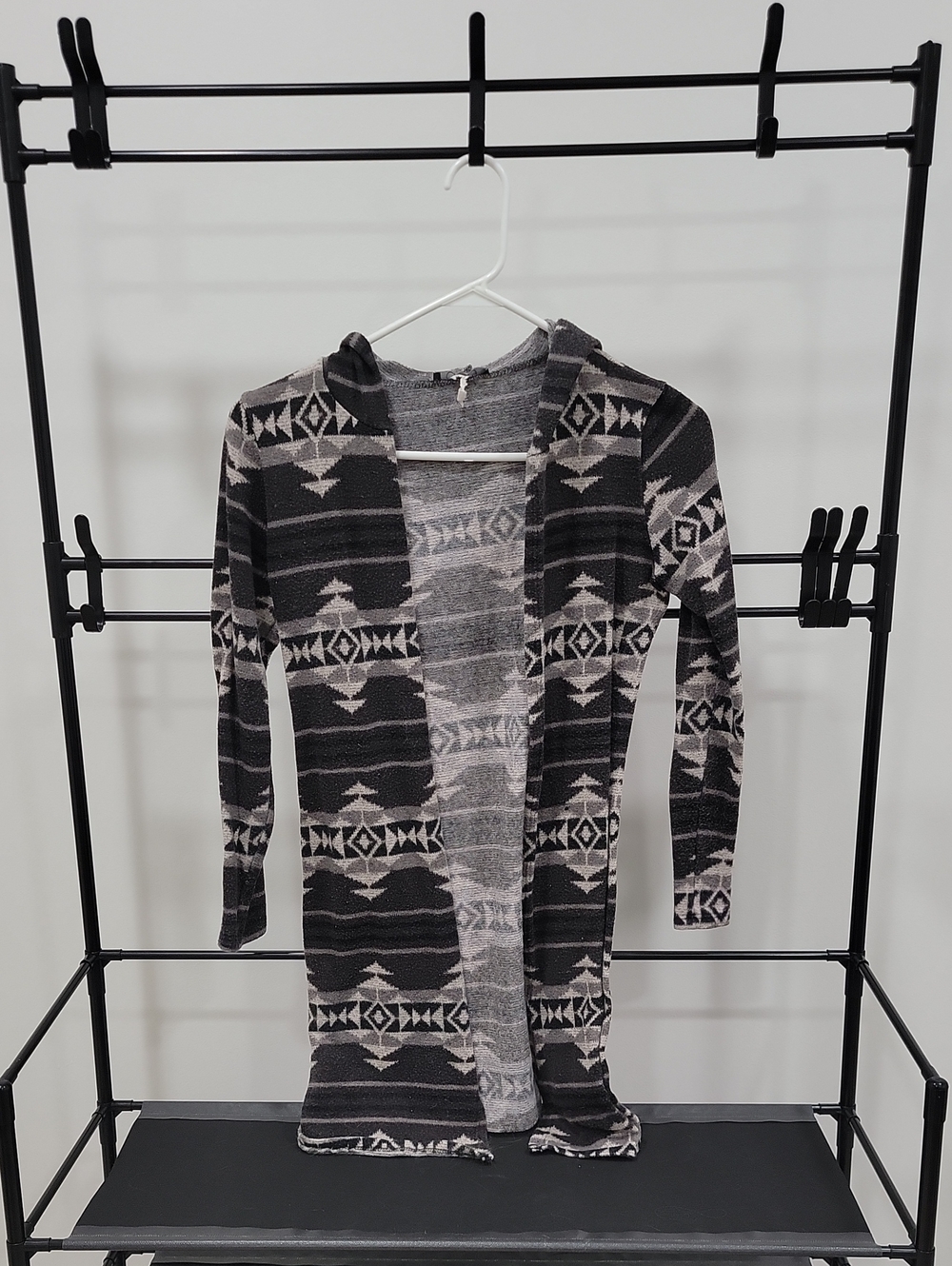 Deb Black & Gray Aztec Open-Front Women's Cardigan